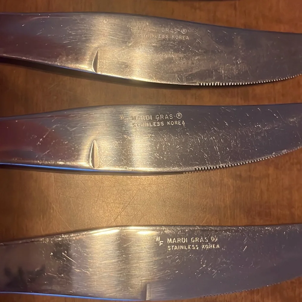 Washington Forge Mardi Gras Black Stainless‎ knives 4 Silverware flatware