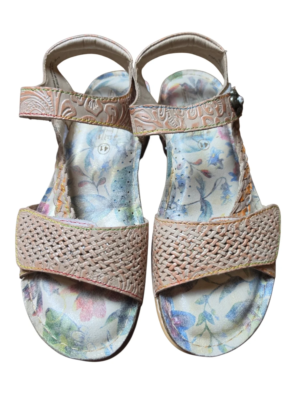 L’ARTISTE‎ by SPRING STEP | Popular Sandals Hand-Painted Floral Leather | US 10
