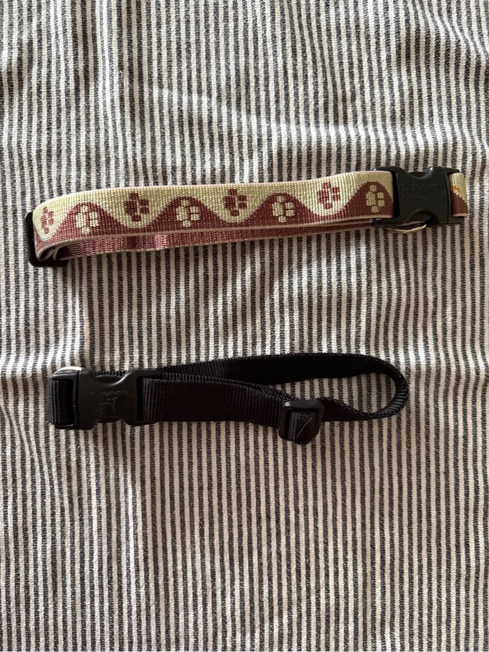 Adjustable Brown & Cream Patterned Dog Collar with Black Strap