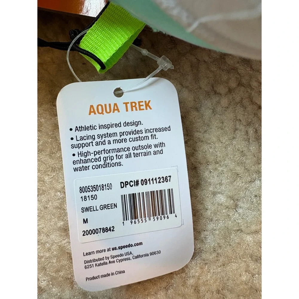 Speedo Boys Aqua Trek Water Shoes Swell Green Junior Size Medium 2-3 NWT
