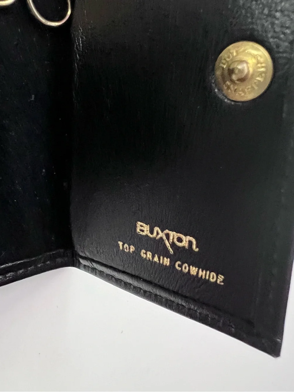 Vintage Buxton Key-Tainer Black Leather Tri-fold Key Holder Wallet