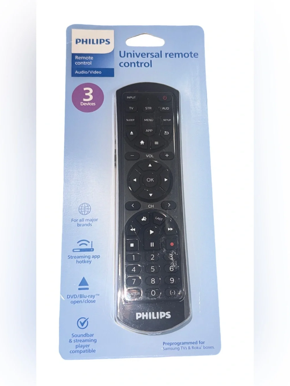 Philips 3-Device Universal Remote Control New In Packaging