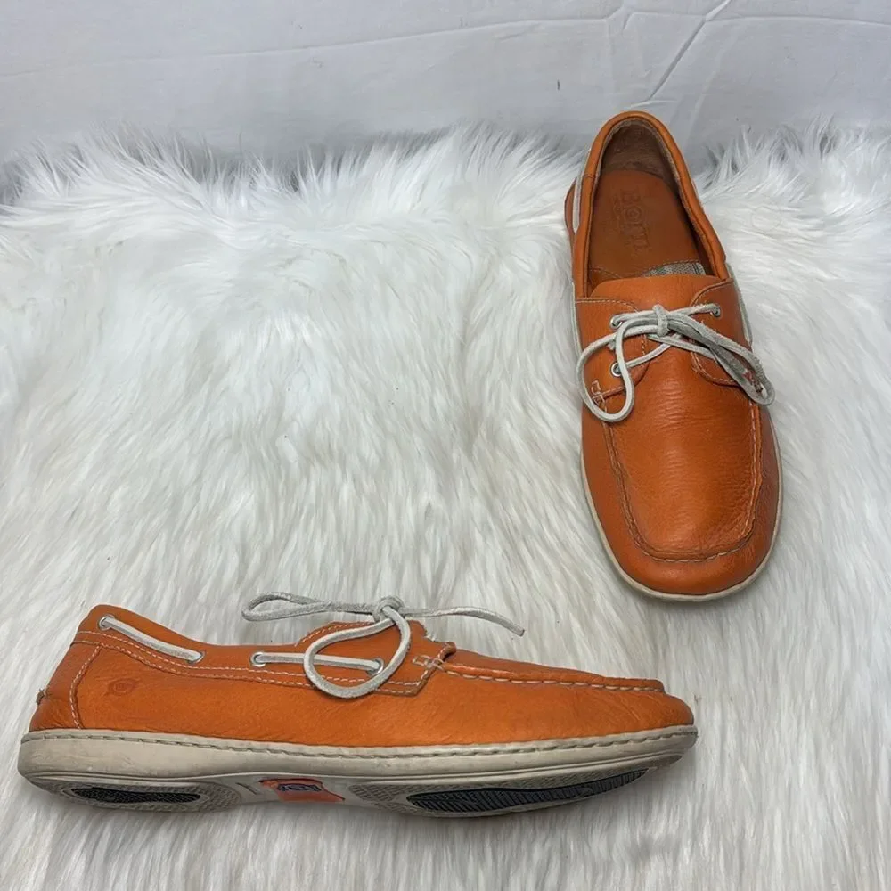 Born Men's Orange‎ Leather Boat Shoes Sz 12