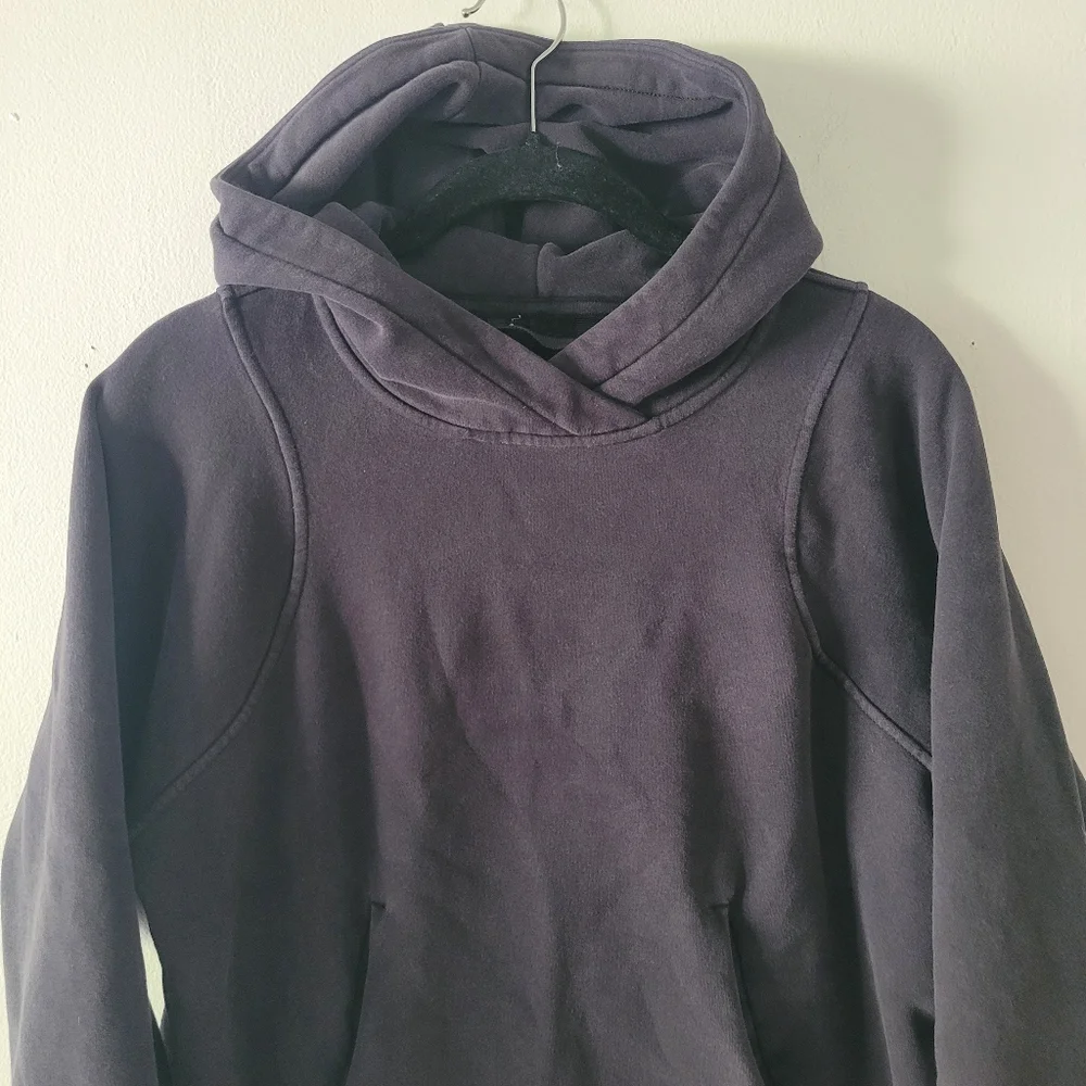Lululemon Loungeful Hoodie‎ Sweatshirt Sz 6 Black Front Pocket Layer Warm Active
