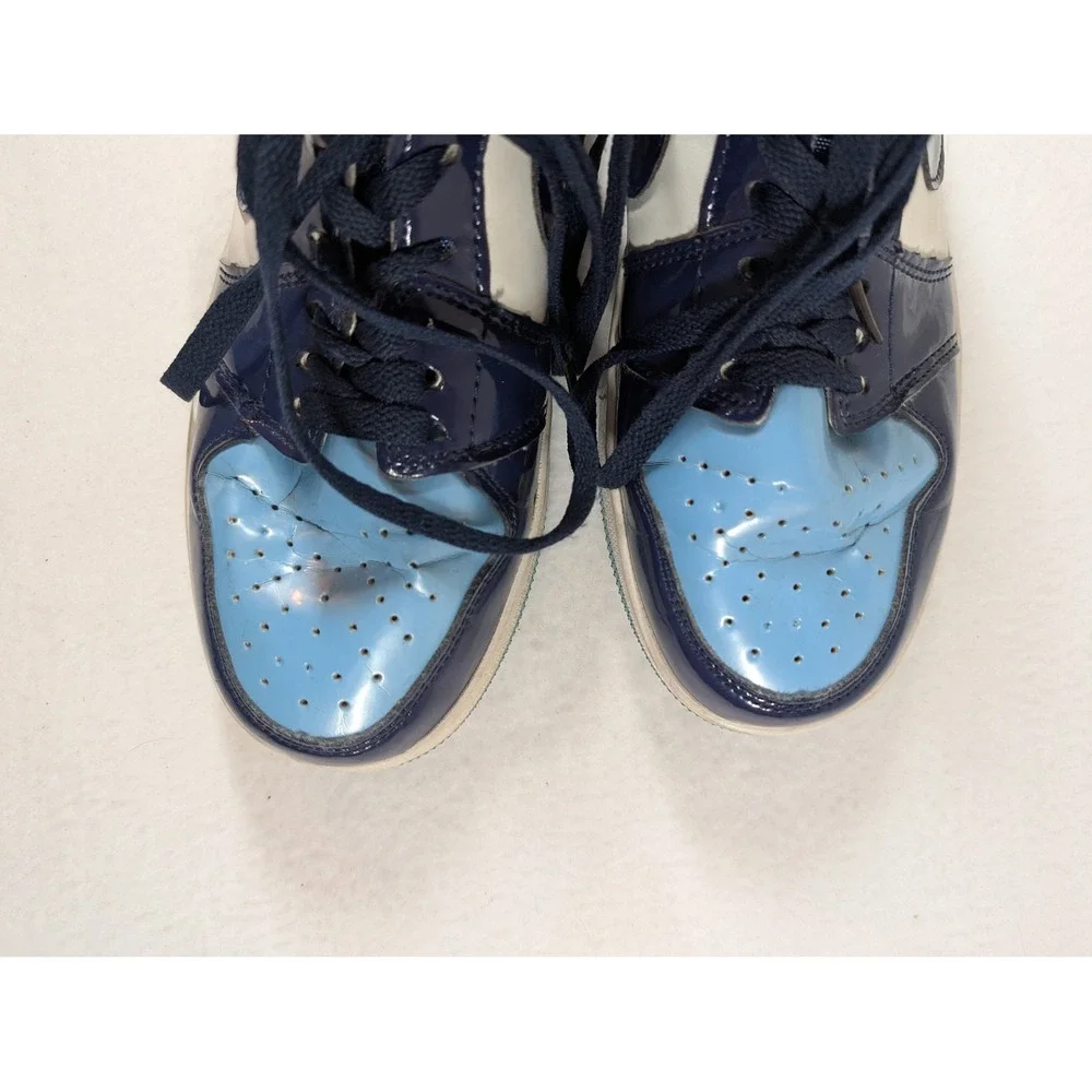 Blue fake Leather high top sneakers 8.5