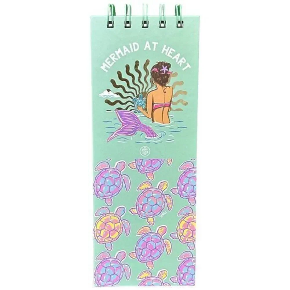 NWT Simply Southern‎ Slim Spiral Binder Notebook Mermaid Green Turtle Print