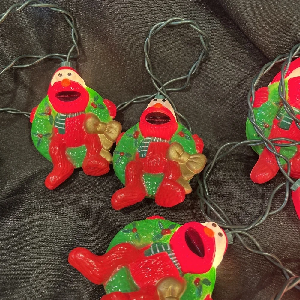 Vtg Sesame Street Elmo 1998 Henson Muppets Christmas String Lights Blow Mold 12'