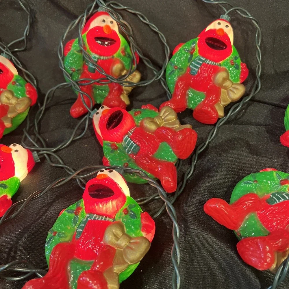 Vtg Sesame Street Elmo 1998 Henson Muppets Christmas String Lights Blow Mold 12'