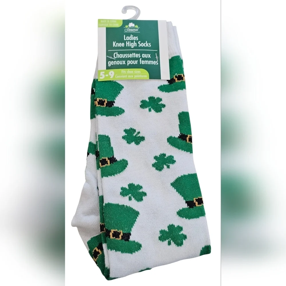 St. Patrick's Day 3 Pairs Of Ladies Knee High Socks. Fit Shoe Size 5-9, New