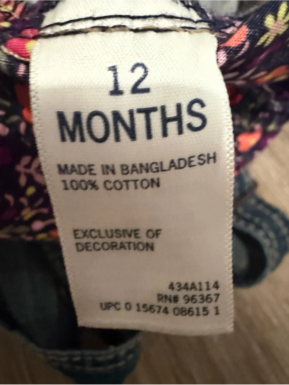 OshKosh B’Gosh Baby Girls Tiered Floral Denim Overall Dress size 12 months