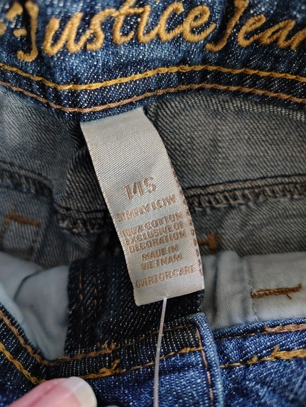 Justice 100% Cotton Distressed Detail Blue Denim Cuffed Jean Shorts Size 14 Girl