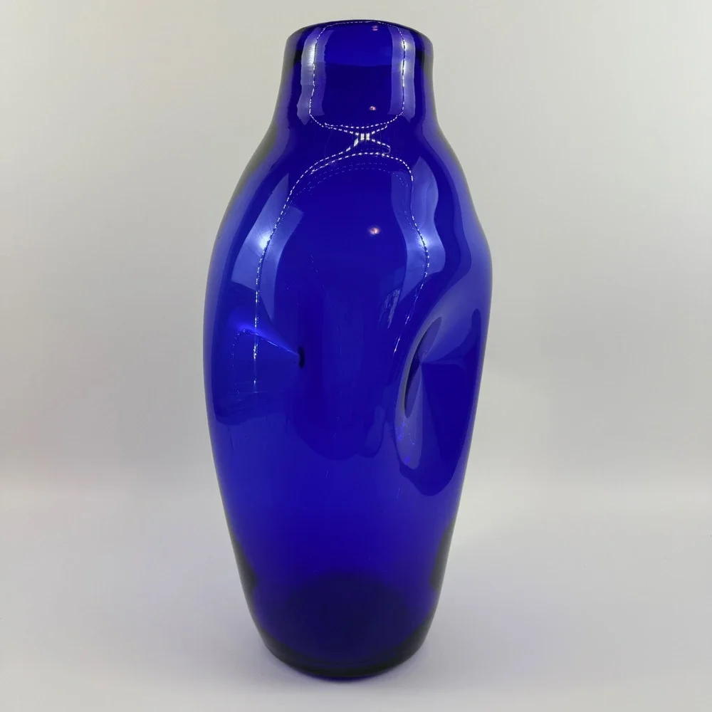 Vintage Blenko 921M Cobalt Blue Art Glass Vase Pre Designer Catalog Form