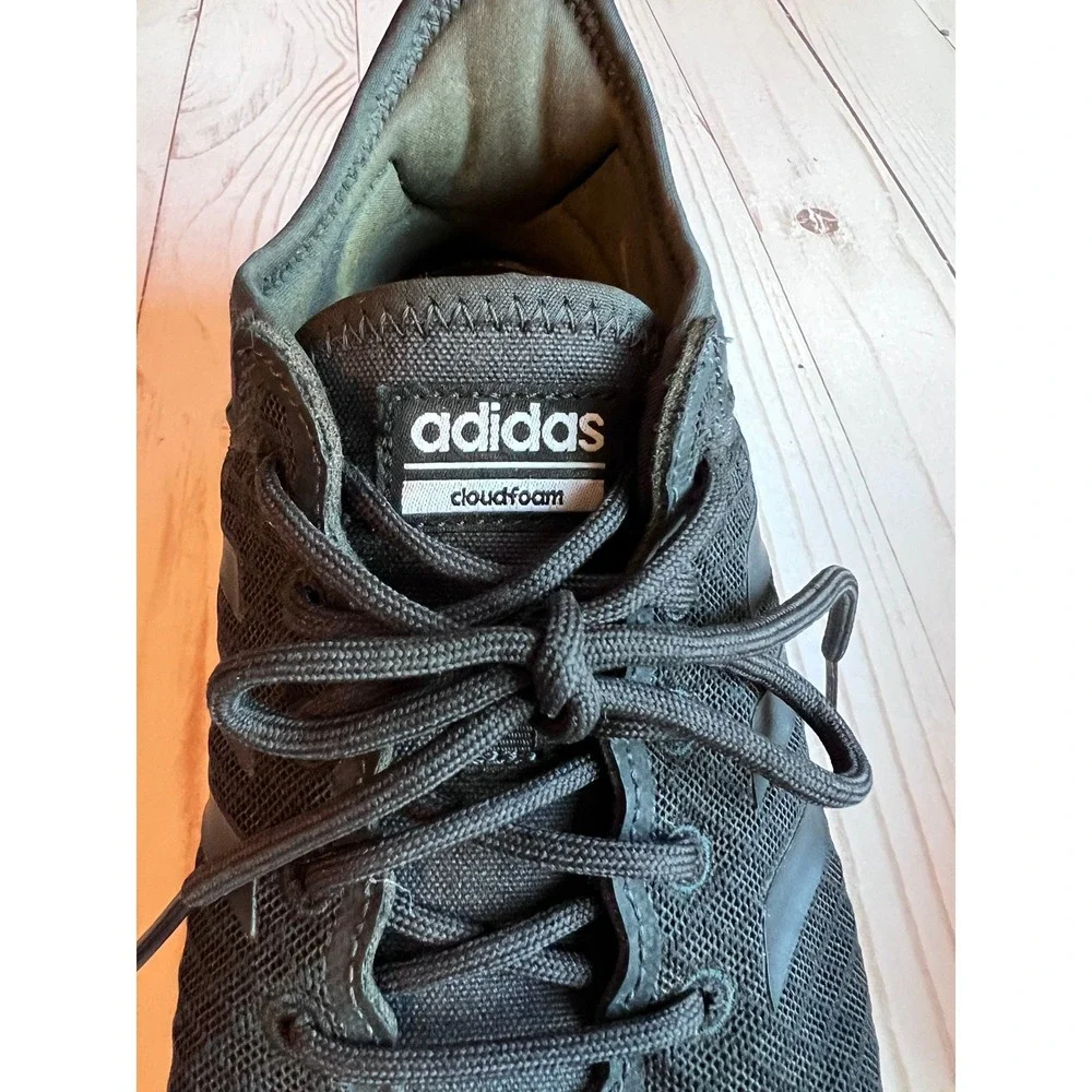 Adidas Cloudfoam QT Flex Womens Lightweight Knit Mesh Sneakers Black White 8.5