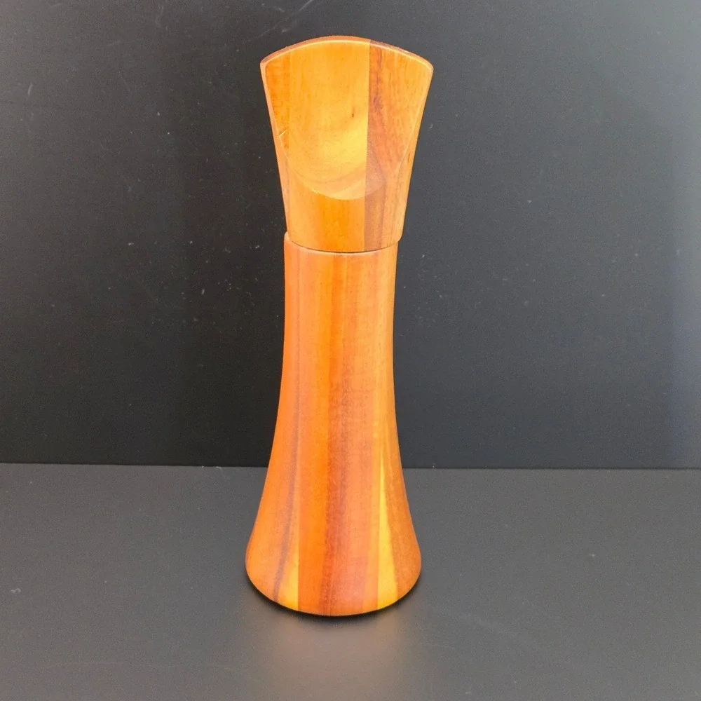 Nambe Wood Pepper Mill‎ Grinder 10 Inch Tall Mid Century Modern Sculptural Brown