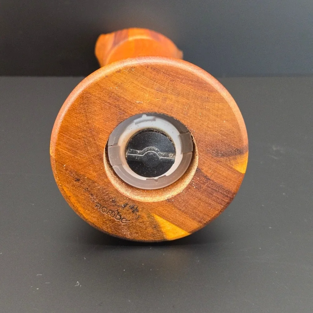 Nambe Wood Pepper Mill‎ Grinder 10 Inch Tall Mid Century Modern Sculptural Brown