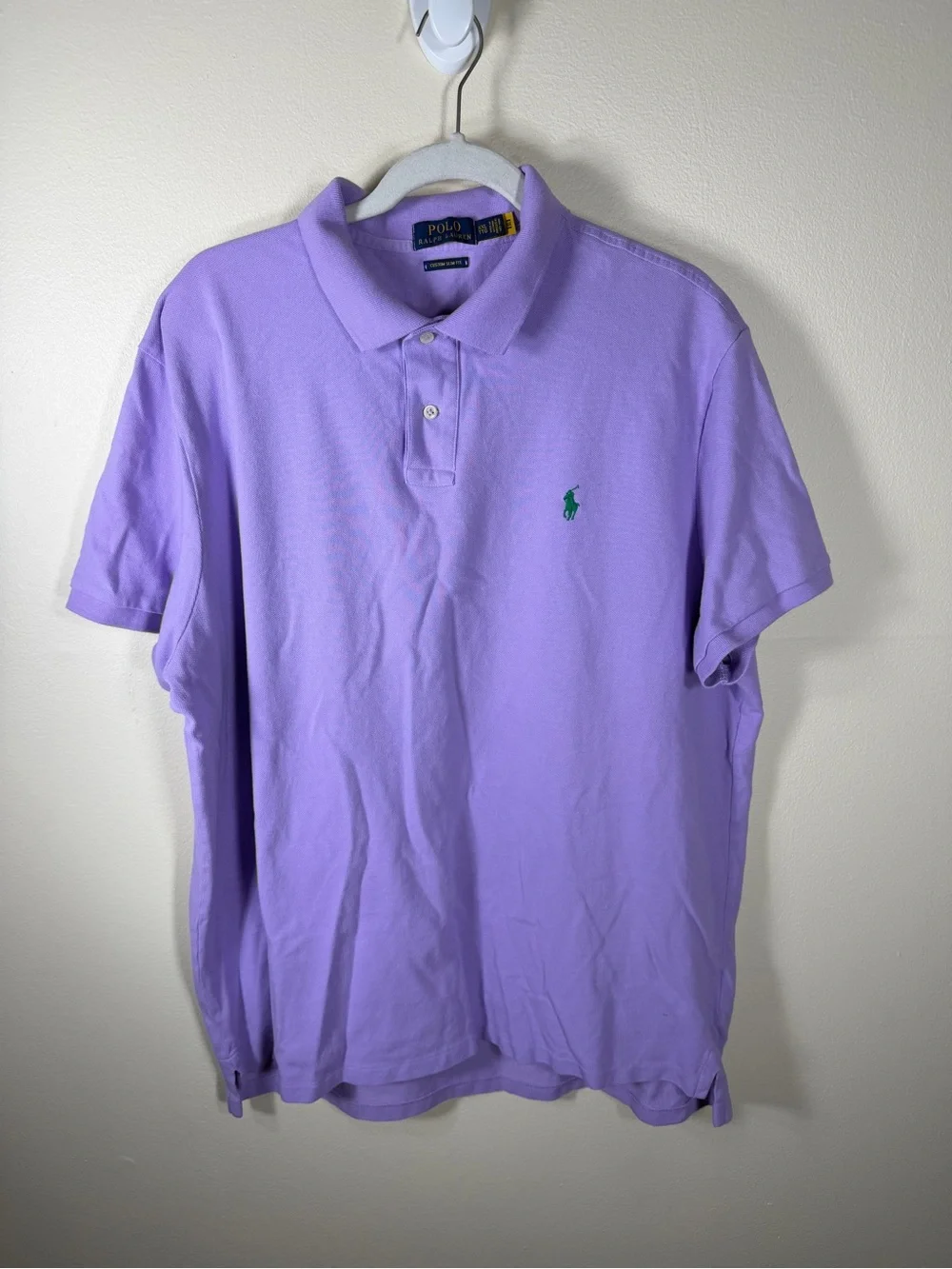 Polo Ralph Lauren Polo Shirt Mens XXL Purple Cotton Pony Logo Slim Fit Golf