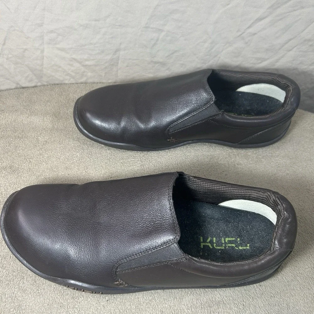 KURU Slip On Shoes Mens 13 Brown Leather Comfort Work Casual Kivi Style