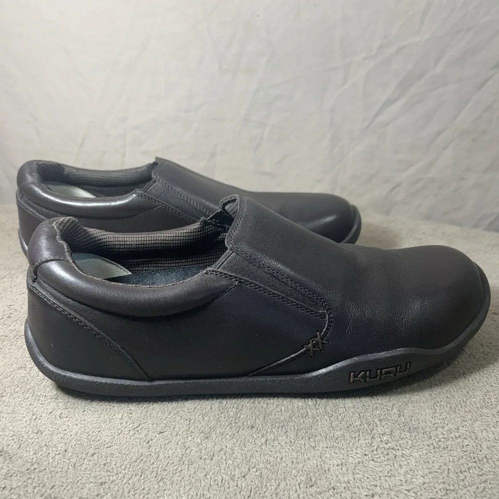 KURU Slip On Shoes Mens 13 Brown Leather Comfort Work Casual Kivi Style