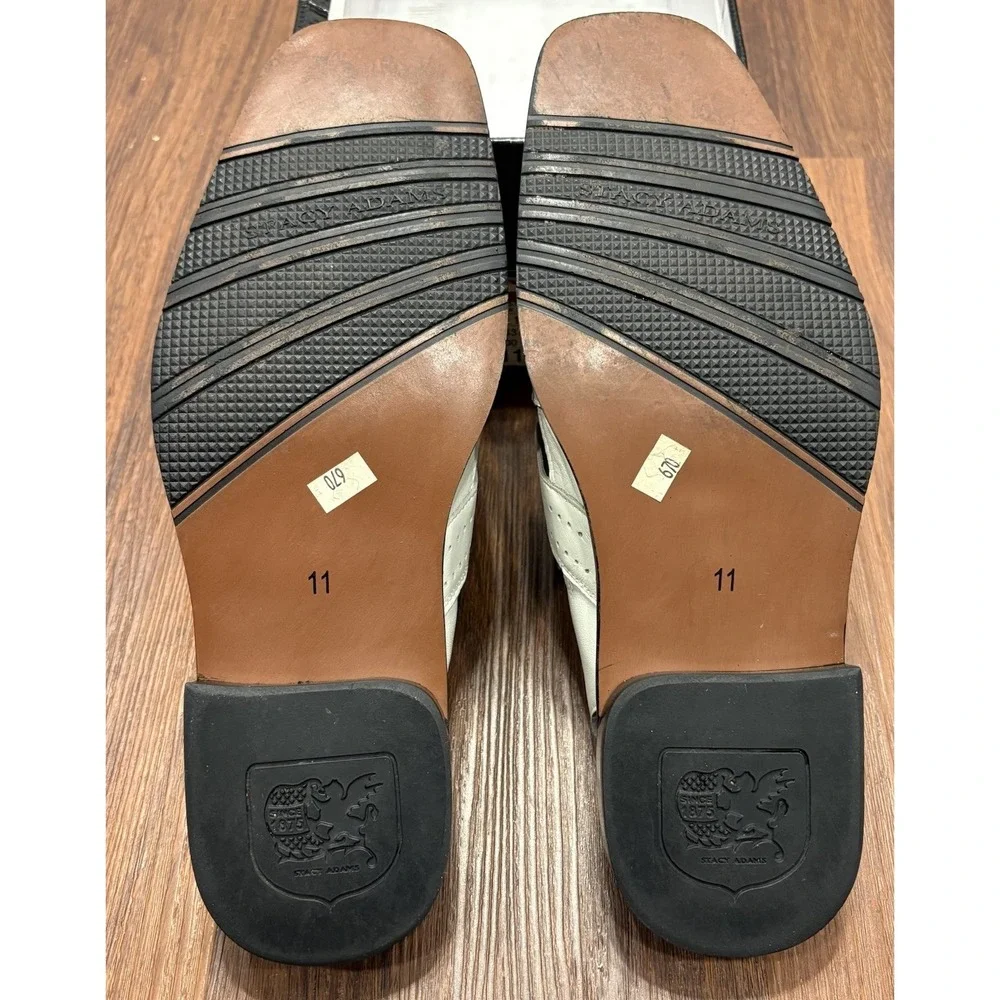 Stacy Adams Mens Calvino‎ City Leather Sandal Flat White Size 11