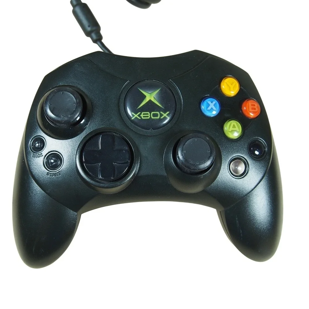 Original Xbox OEM S Type Black Controller w/ Break‎ Away Cable Fully Tested EUC