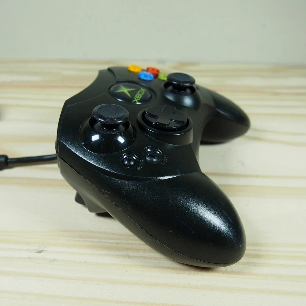 Original Xbox OEM S Type Black Controller w/ Break‎ Away Cable Fully Tested EUC