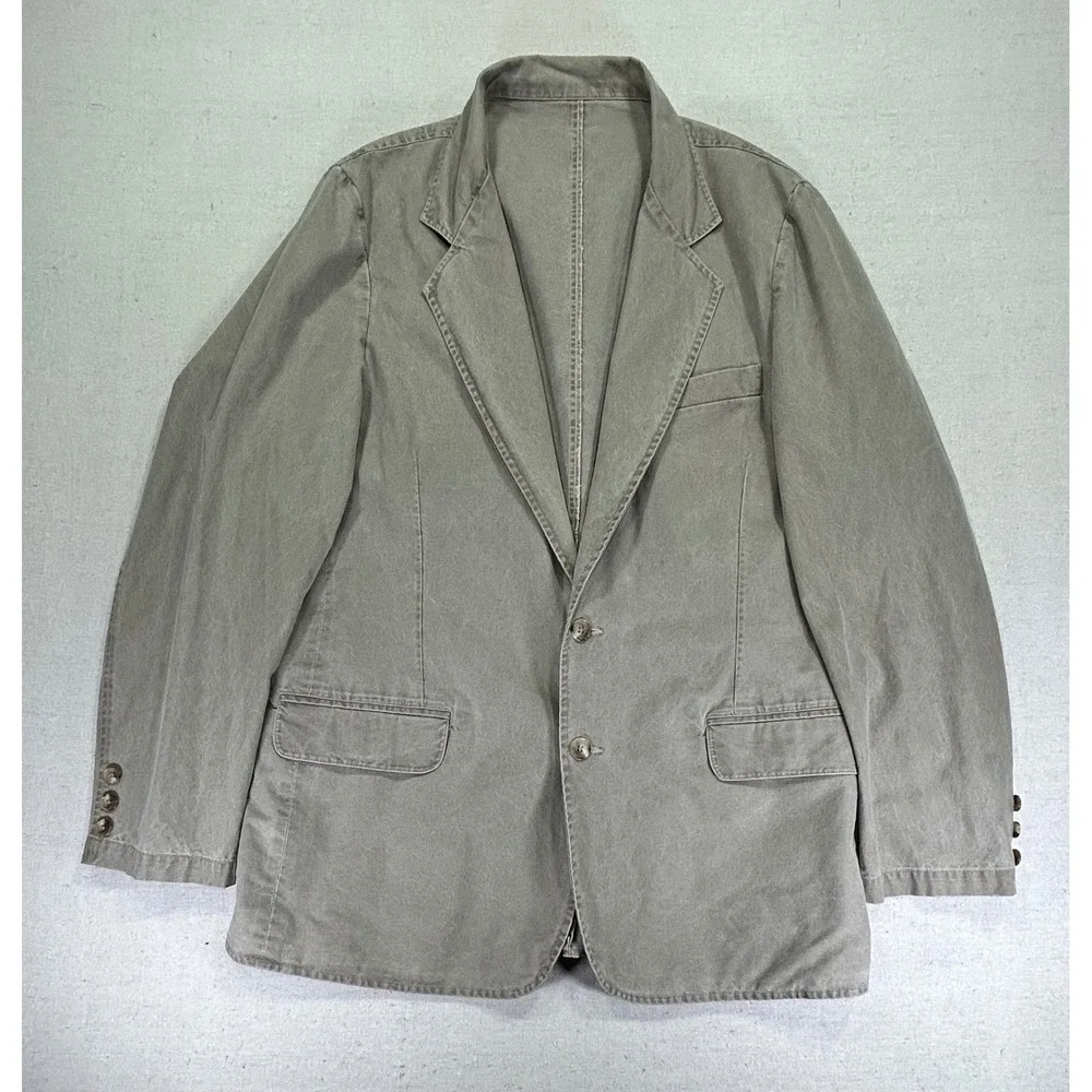 Vintage L.L. Bean Men's 44 Light‎ Khaki Canvas Field Blazer Sport Coat Jacket