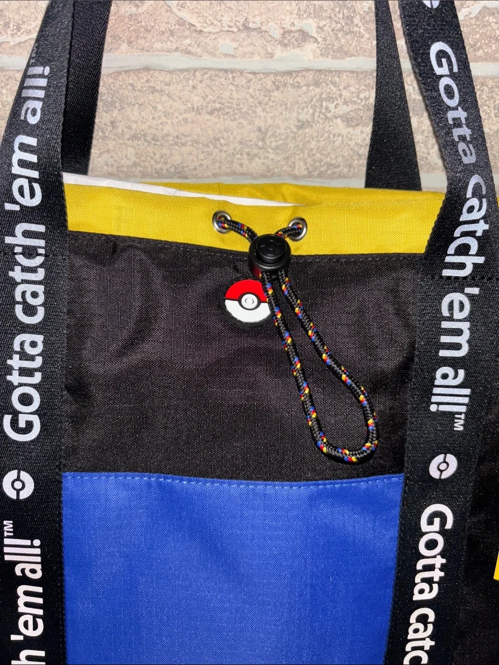 Viral Pokémon X Colorblock Tote Bag - Black with Red, Blue & Yellow Accents