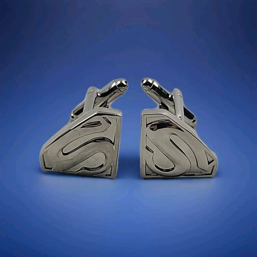 SUPERMAN LOGO/3D SILVERTONE DELUXE CUFFLINKS