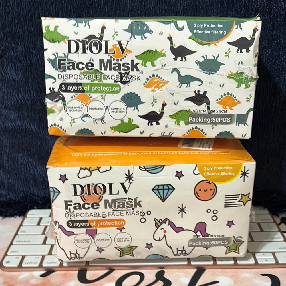 Disposable Face Masks with Dinosaur and Unicorn Designs