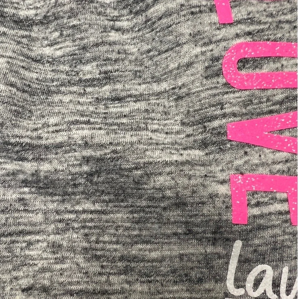 Justice Jogger Sweatpants Girls Size 10 Gray Love Laugh Inspire Graphic Athletic