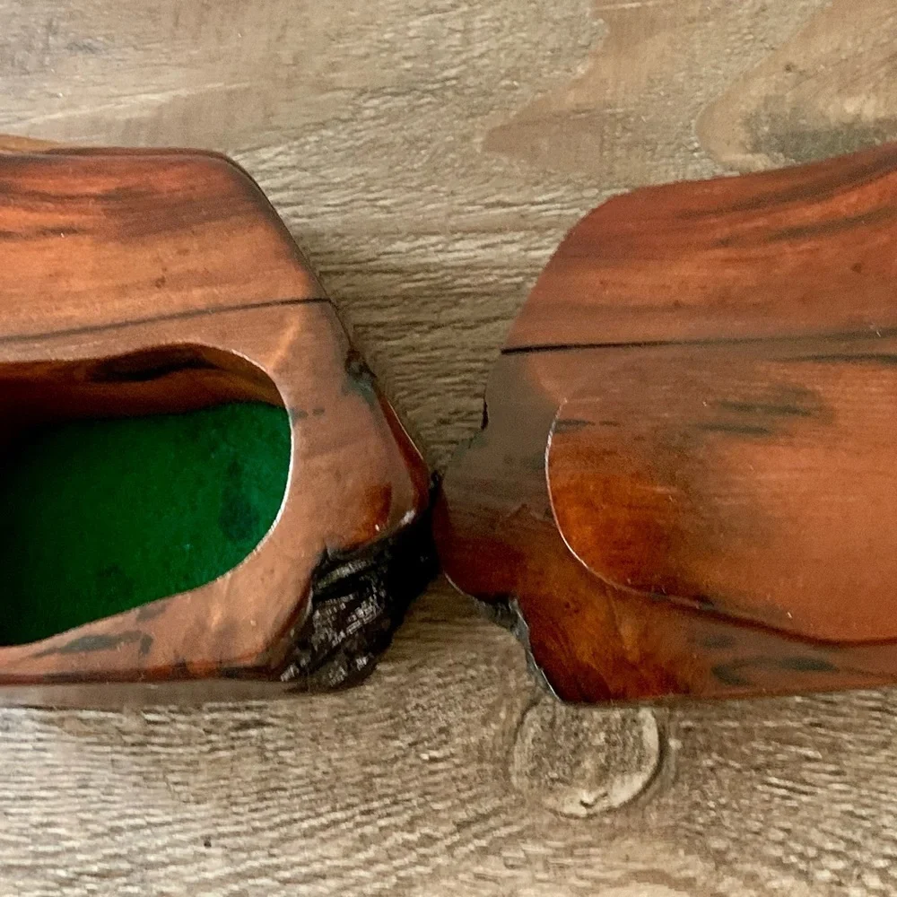 Vintage Wooden Ring Box Red Wood Rustinc Box Handmade