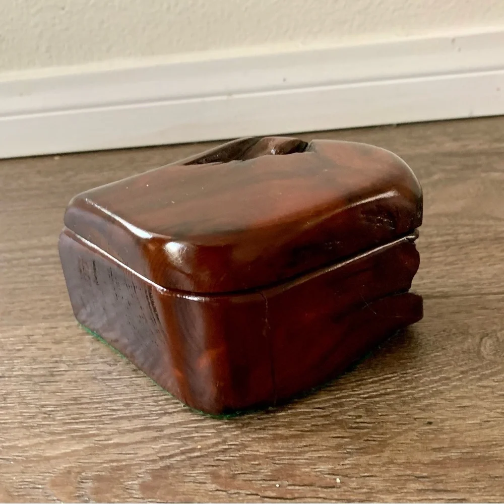Vintage Wooden Ring Box Red Wood Rustinc Box Handmade