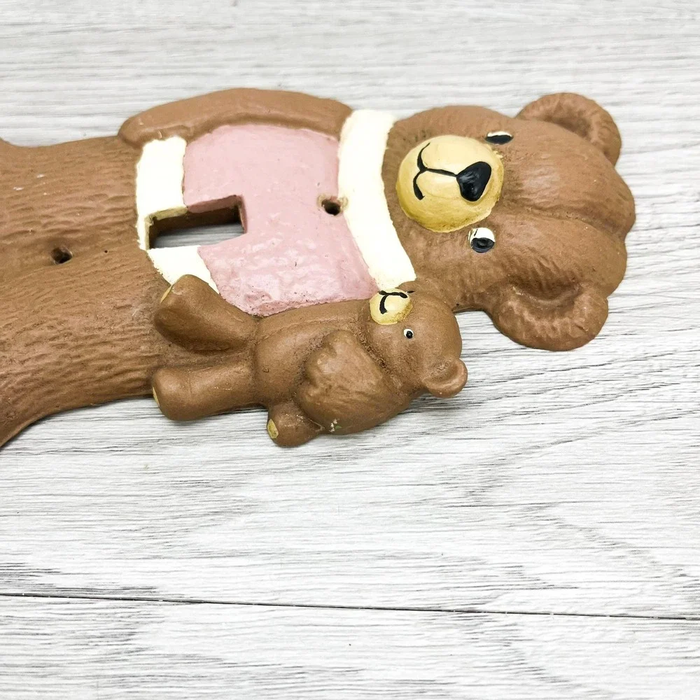 Vintage Teddy Bear Light Switch Cover: 1980s Nursery Decor