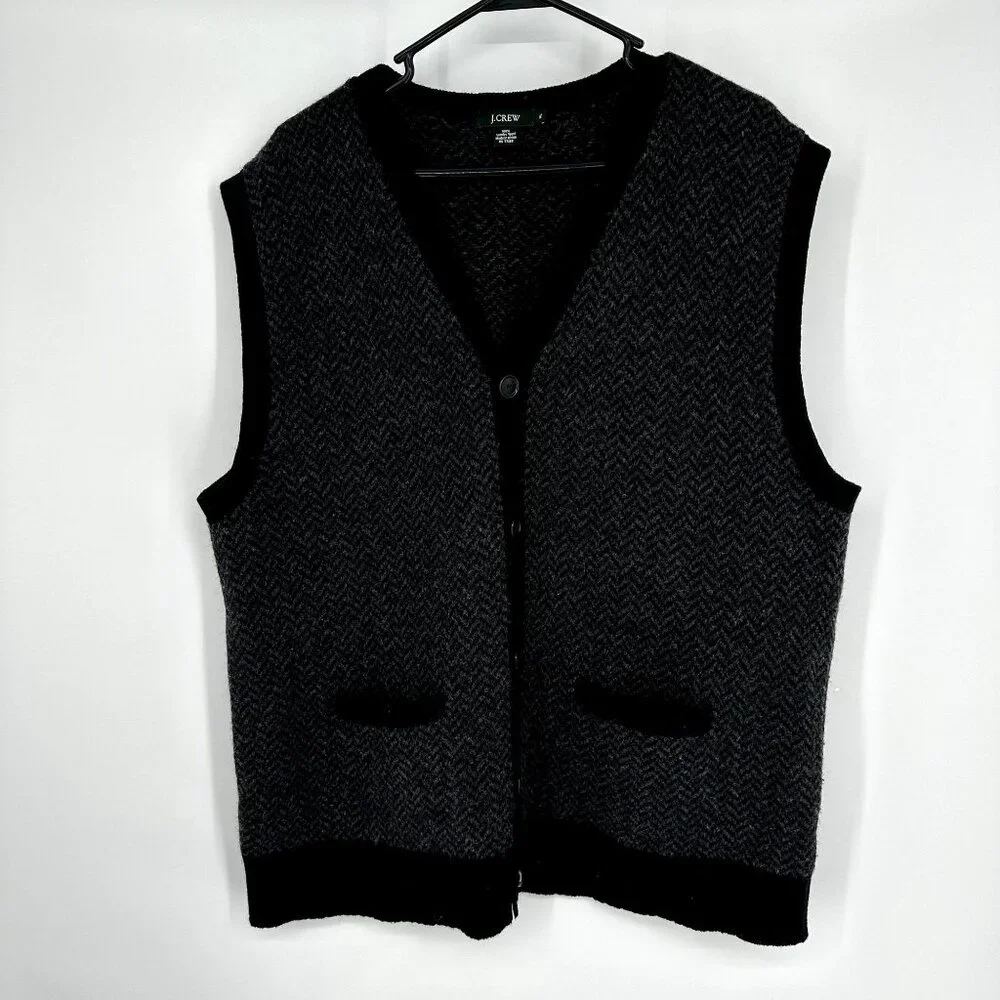 J.Crew Vintage Vest 100% Lambs Wool Size XL‎ Gray