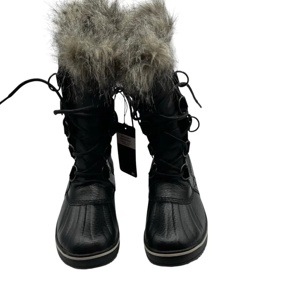 Sorel Womens Size 6.5 Tofino II Waterproof Faux Fur Trim Boots Black Stone NWT