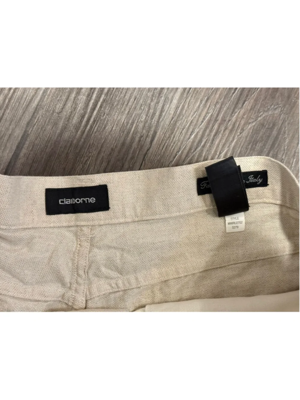 Vtg Y2K Claiborne Mens Linen Cotton Blend Pants Beige Straight Leg Sz 36x32