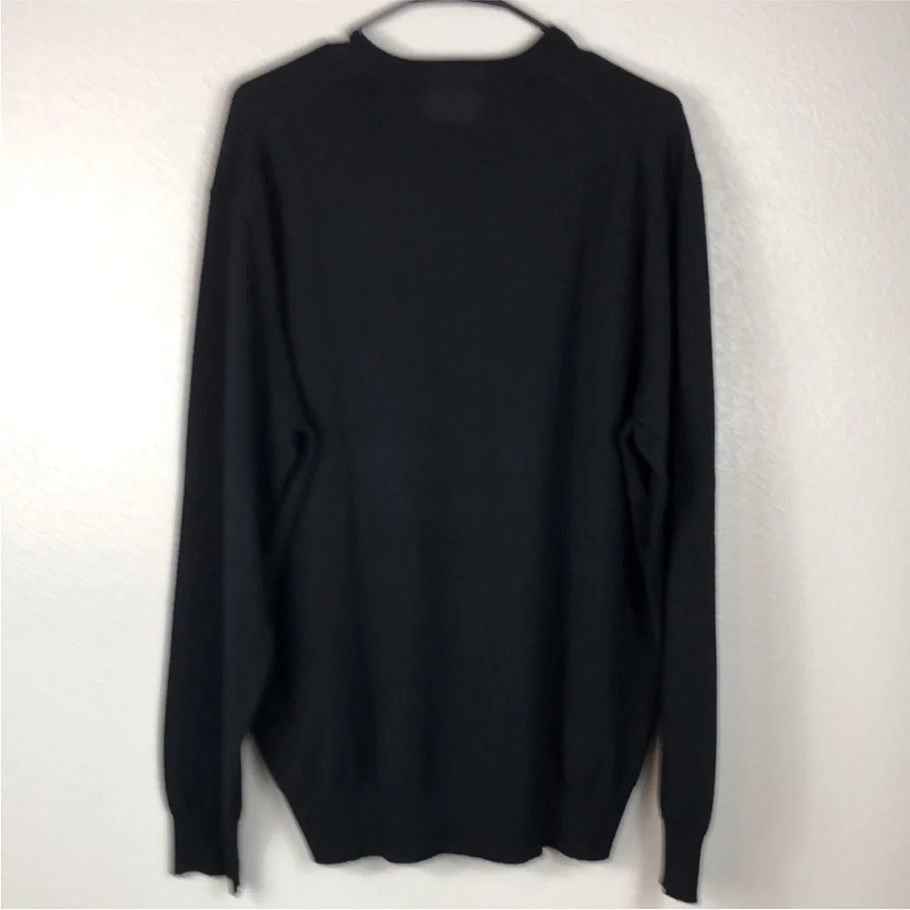 Jermey Argyle NYC Merino Wool Sweater Black V-Neck Long Sleeve Men’s Size XXL
