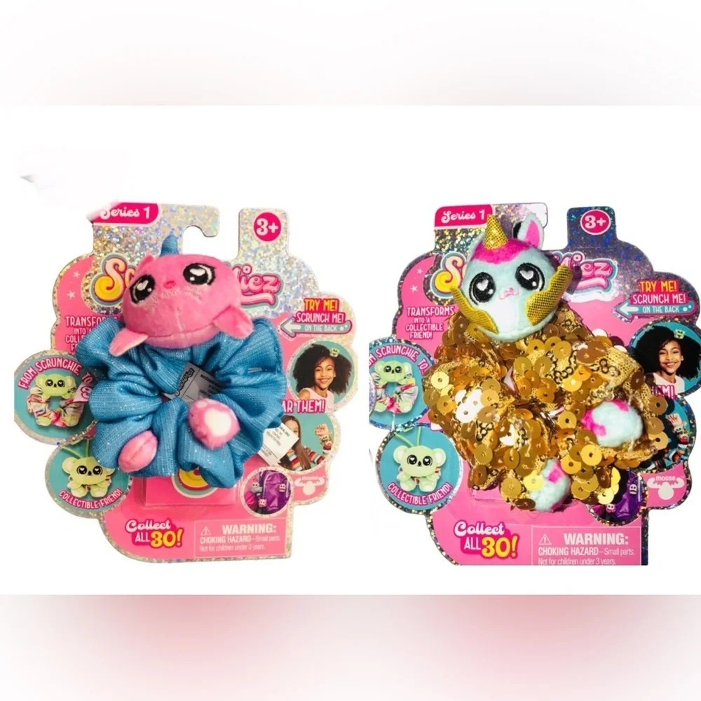 2‎ pack Scrunchmiez sequin unicorn Roxanne and blue pink Lola new