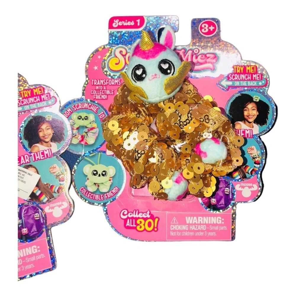 2‎ pack Scrunchmiez sequin unicorn Roxanne and blue pink Lola new