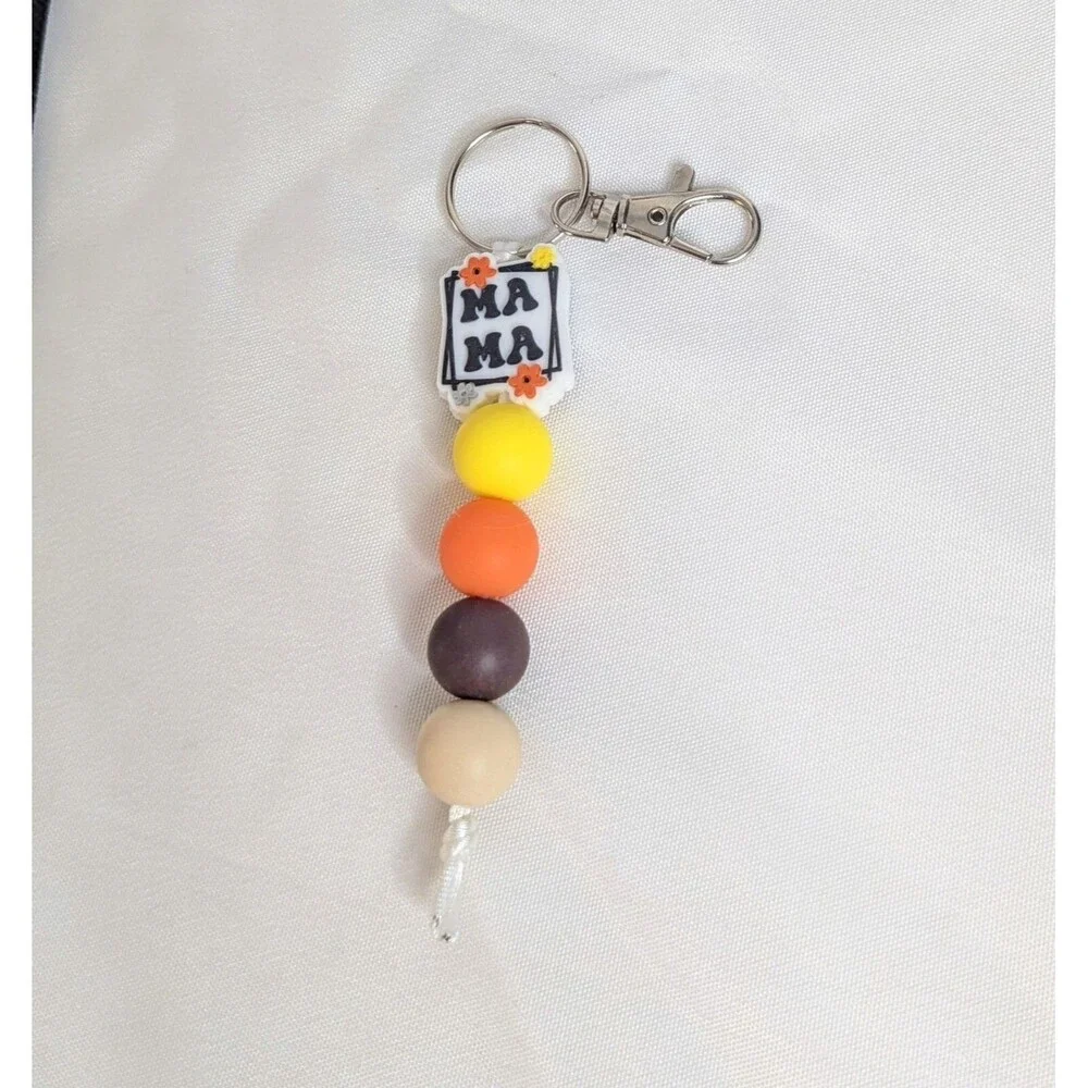 Handmade Silicone Bead Keychain/Bag Charm - Mama