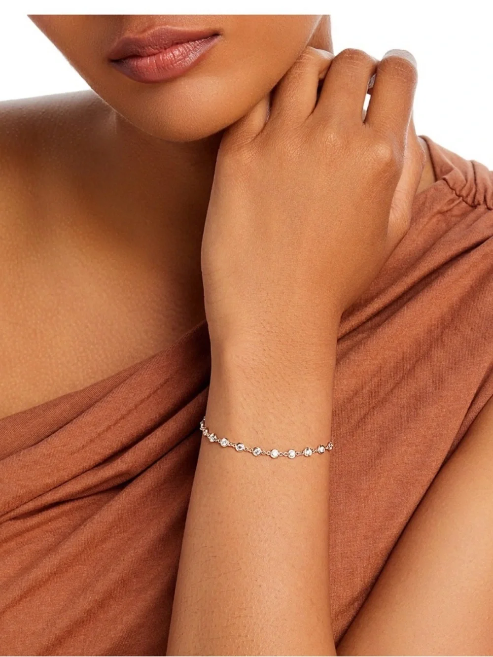 14K YELLOW GOLD 1.60 TCW DIAMOND STATION TENNIS BRACELET- LIKE NEW