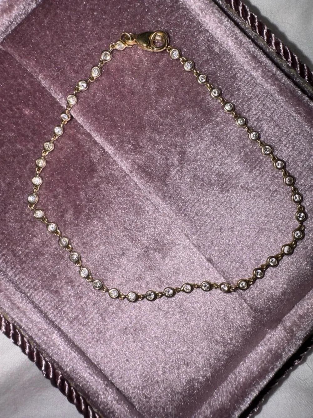 14K YELLOW GOLD 1.60 TCW DIAMOND STATION TENNIS BRACELET- LIKE NEW