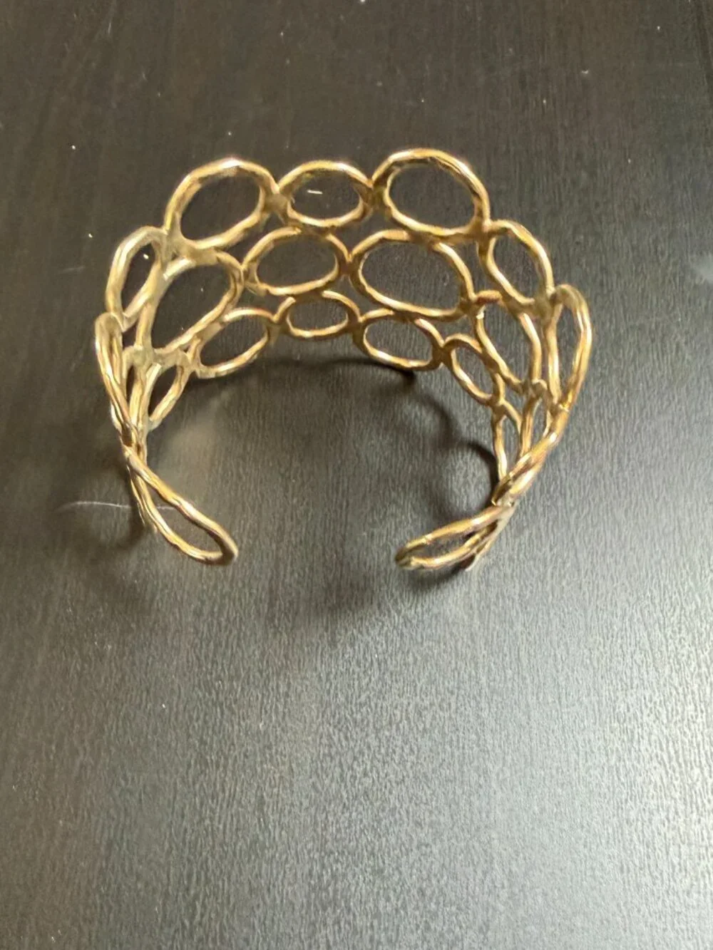 Statement Bracelet Bubble Gold Tone Cuff Adjustable
