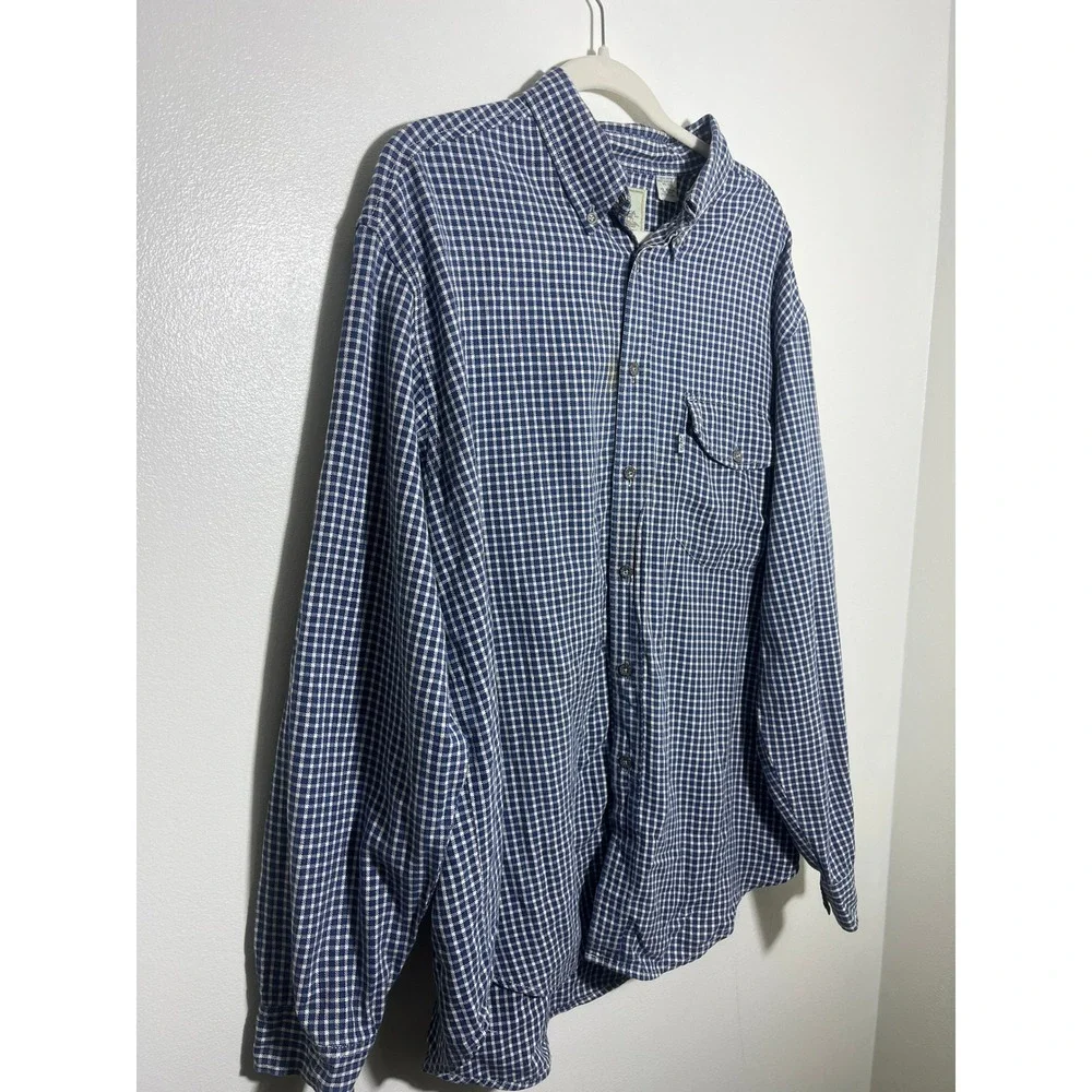 Levis Mens Blue White Gingham Check Button Down Shirt Large Long Sleeve Cotton