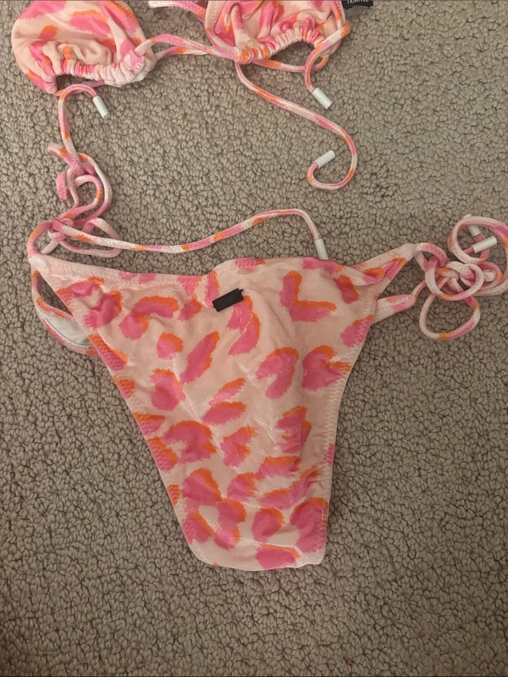 triangl swimwear Pink and Orange Tie-String Bikini Set