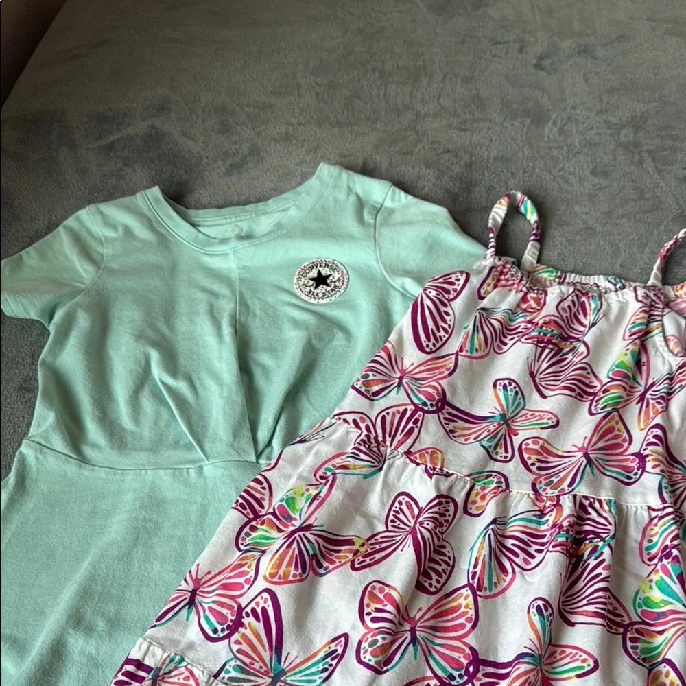 Converse and Butterfly Print Kids Dress - Multicolor - size 8-10 and 7