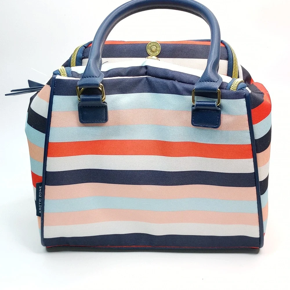 Dabney Lee Arctic Zone Insulated Lunch Tote Women Size OS Multi Stripe 8pc Set