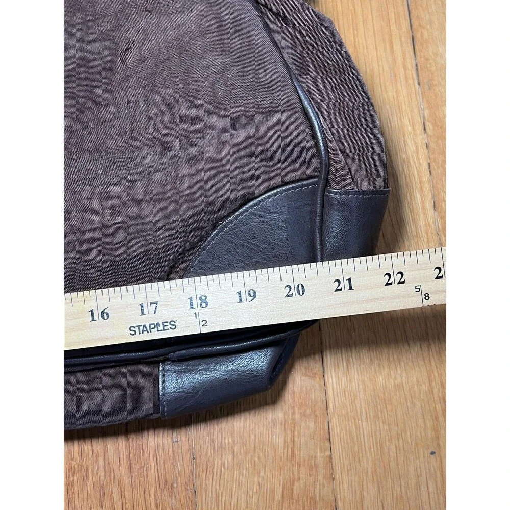 Gevalia Kaffe Weekender Duffel Bag Brown Nylon Leather Trim Shoulder Strap
