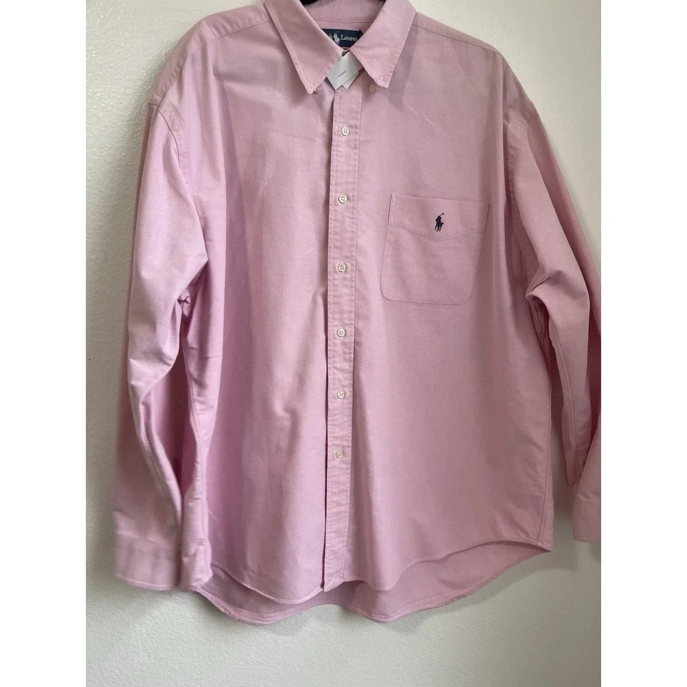 Polo Ralph Lauren Mens Button Pink Shirt Oxford Pony Logo Big Size XL