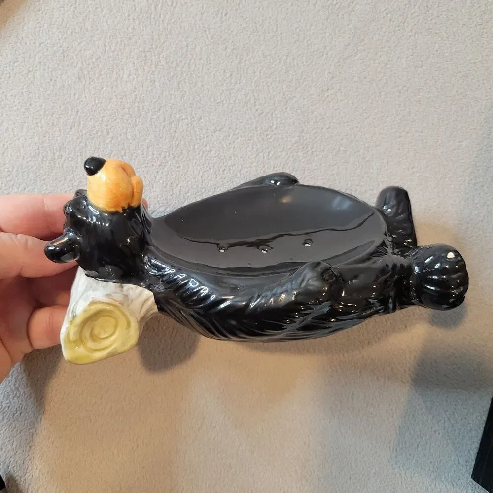Bear Black Soap Bar Dispenser Vintage